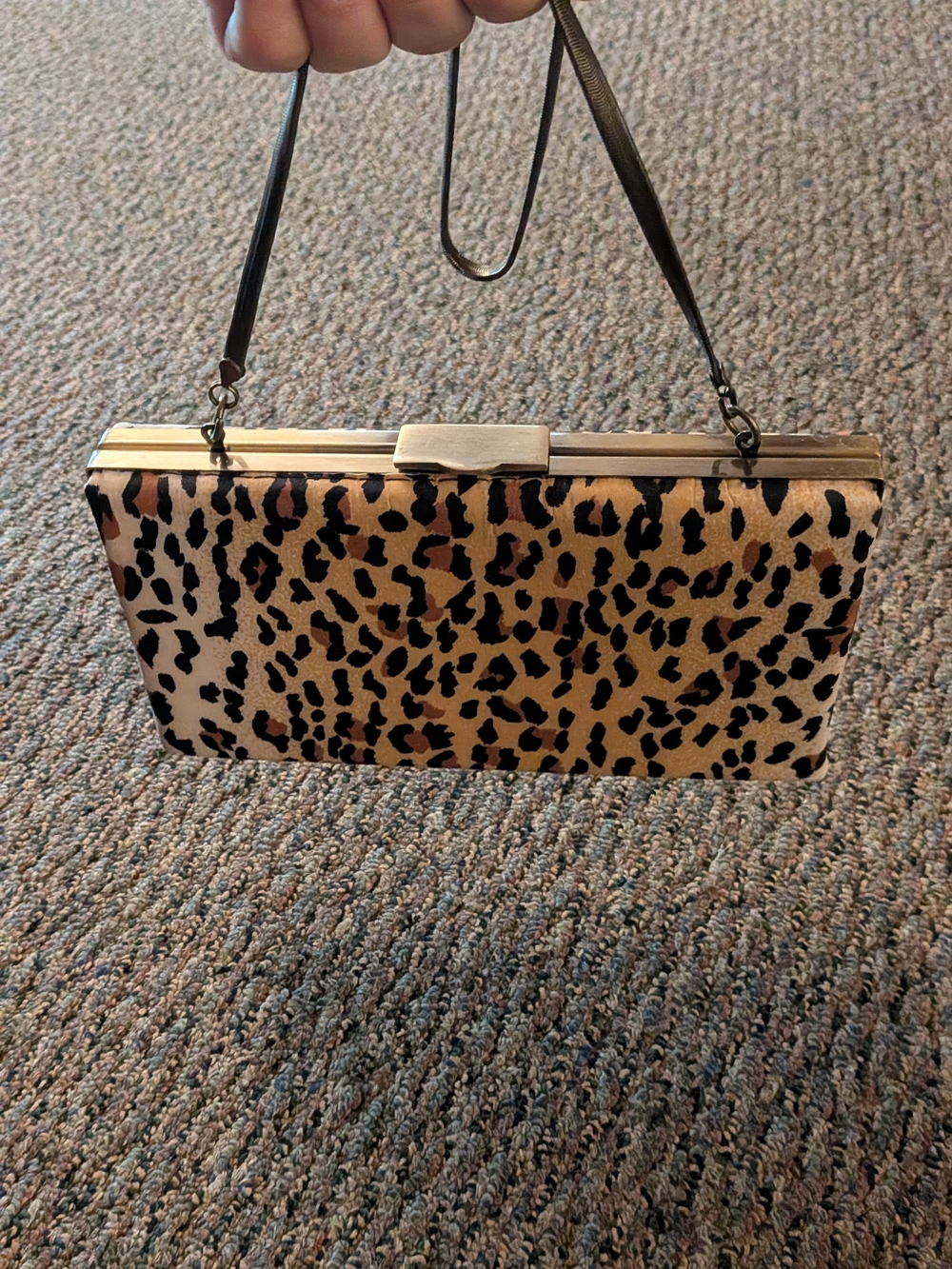 Vintage Y2K Far Nine Leopard Print Hard Case Clutch Evening Bag